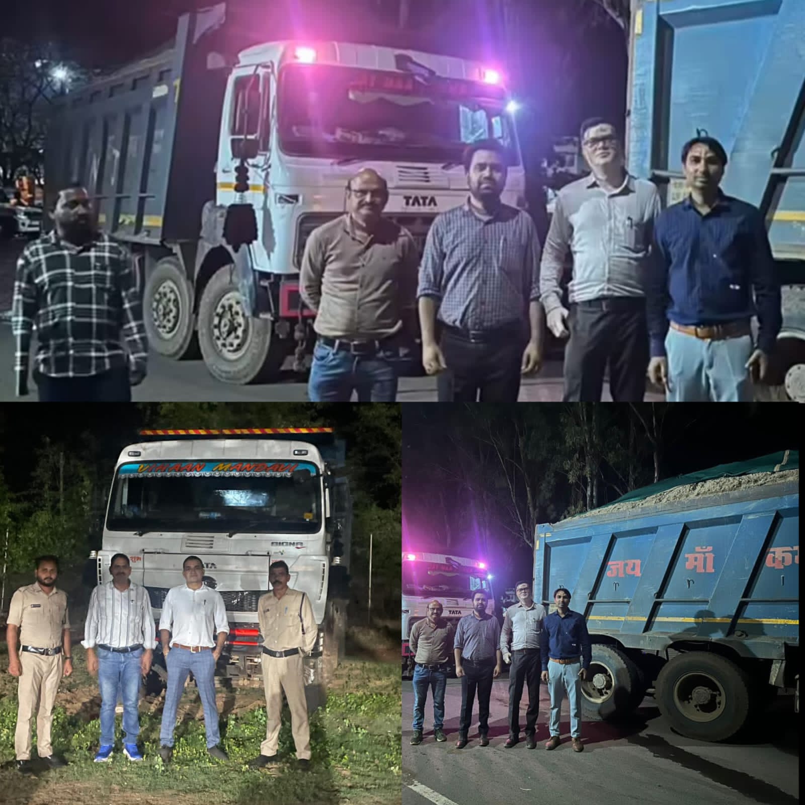 देर रात आकस्मिक निरीक्षण कर रेत एवं गिट्टी से भरे 8 वाहन के जप्ती की कार्रवाई की गई