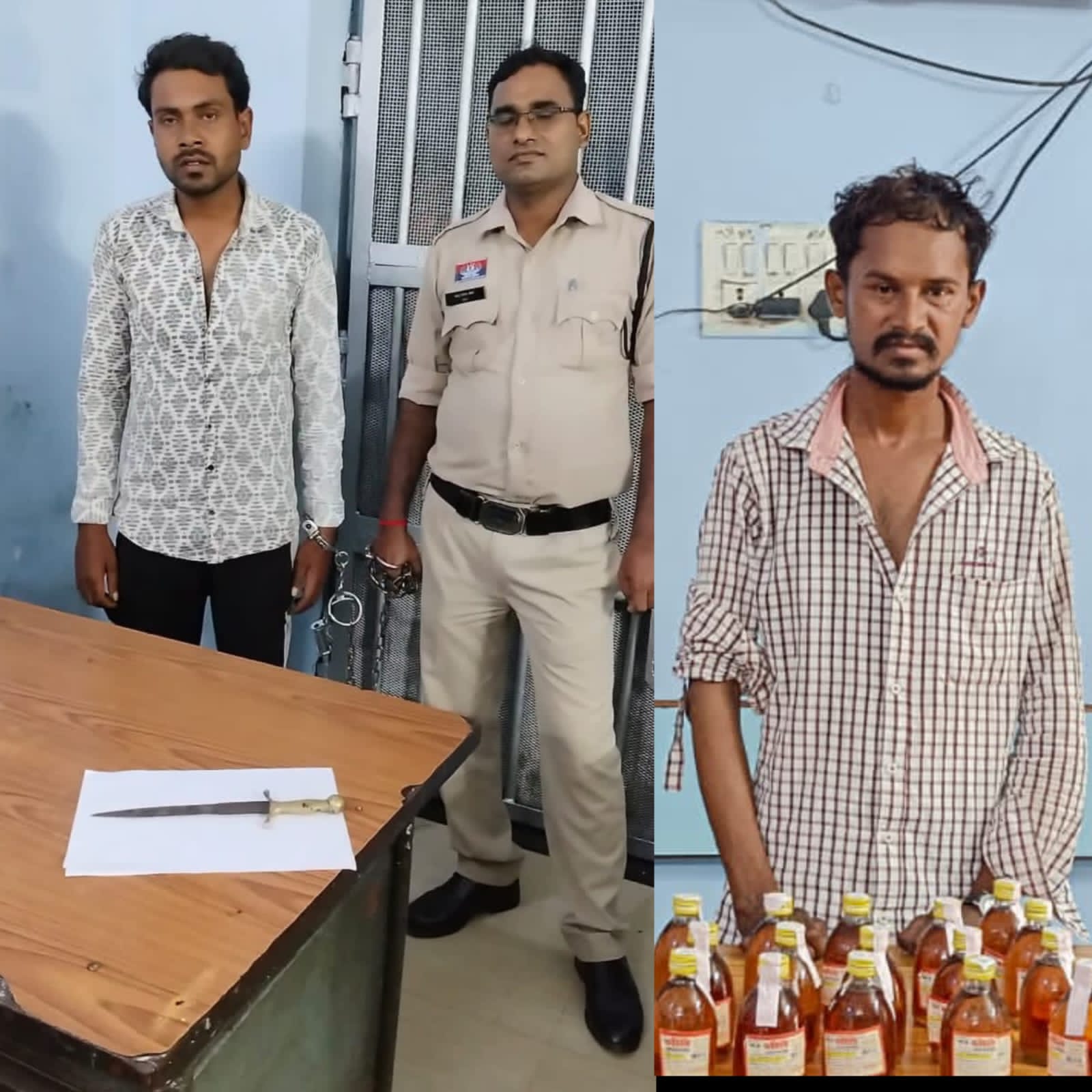 पुरानी बस्ती पुलिस की कार्रवाई, गांजा, शराब और चाकू के साथ तीन आरोपी गिरफ्तार